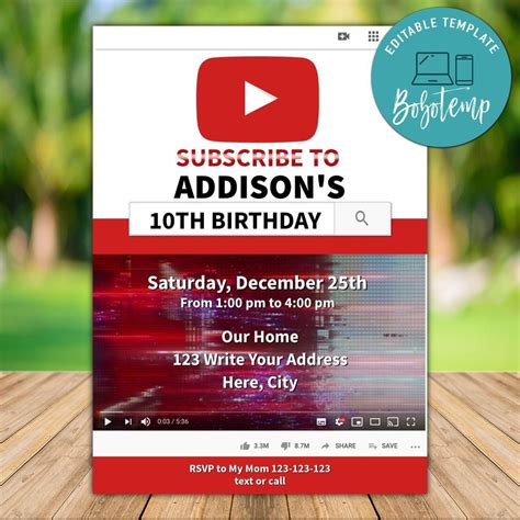 youtube birthday party theme|youtube birthday party invitations.